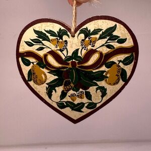 Heart Ornament Pear Acorn Ribbon Woodland Decor Rustic Farmhouse Hanging